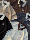 oversized sleeve knitted collar t shirt – embroidered streetwear